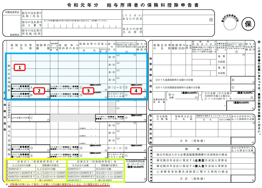 給与所得者の保険料控除申告書の書き方 令和元年分 J Musu No Blog