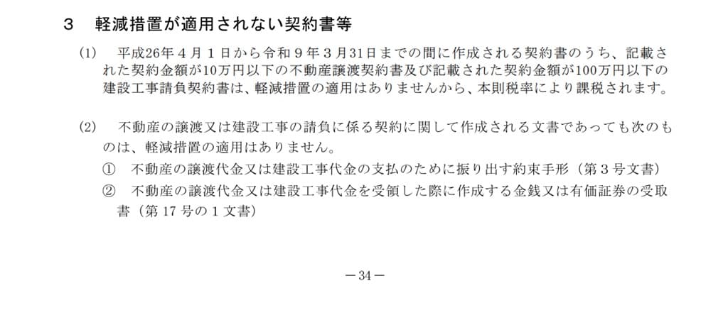 令和6年6月-印紙税の手引-不動産等の税率の特例（軽減措置が適用されない契約書等）