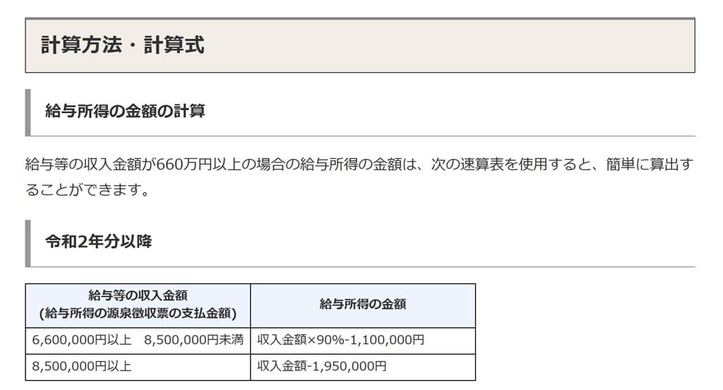 令和6年分-給与所得の金額の計算（660万円以上）