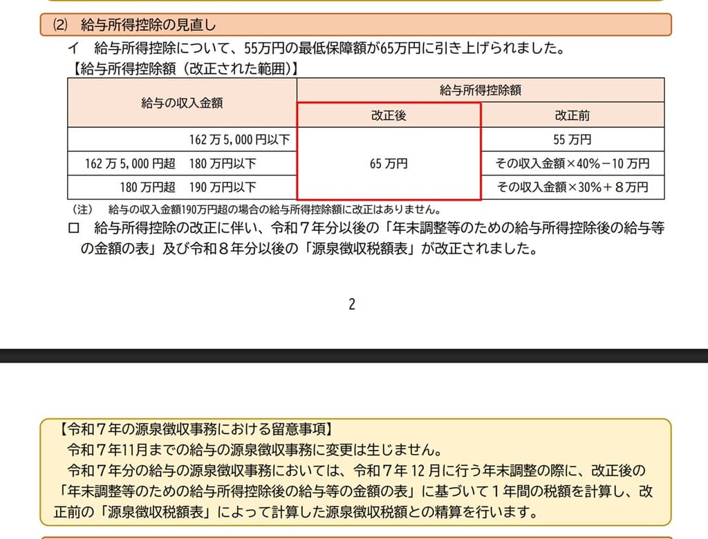 令和7年度税制改正-給与所得控除の見直し